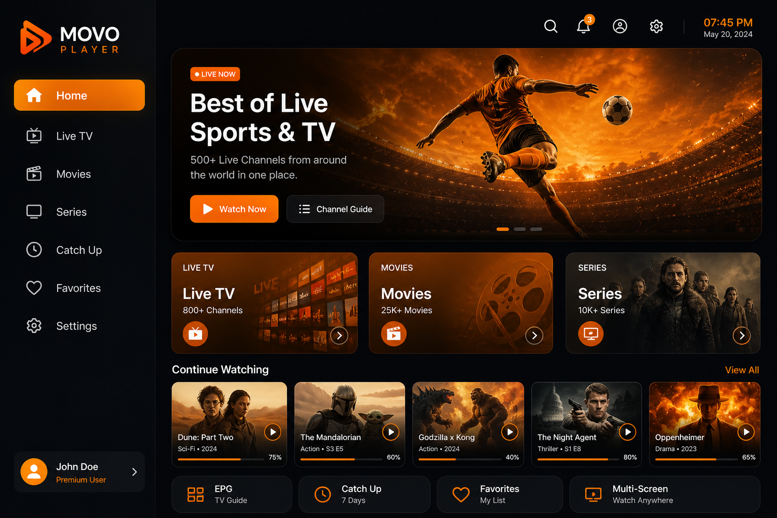 Movo Player App Interface